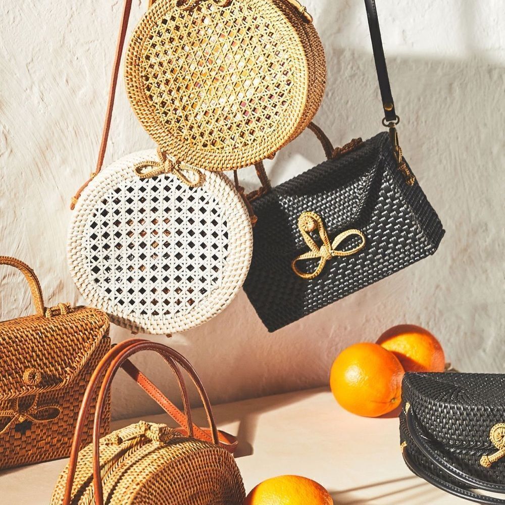 ANTHROPOLOGIE‎ Rattan Circle Crossbody Bag, White/Cream/Brown, Classic Chic - Picture 12 of 17